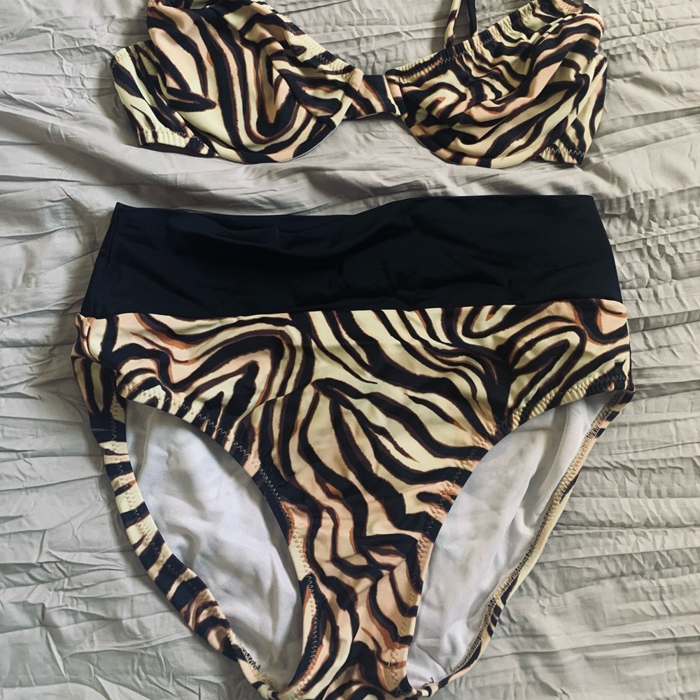 Tiger print high waisted bikini